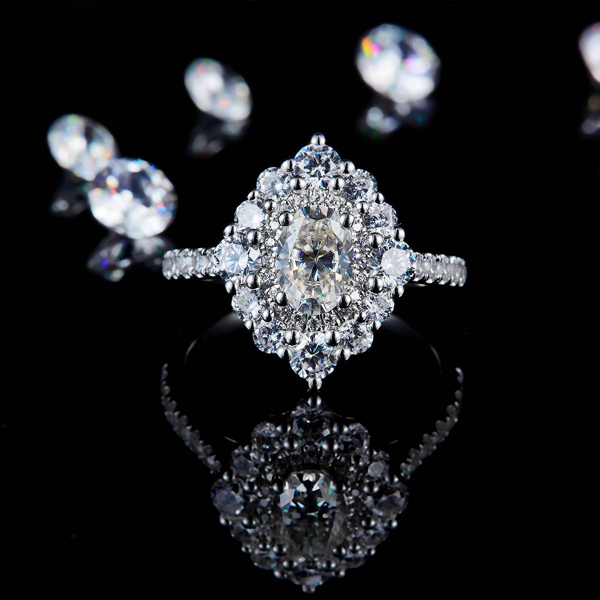 Marquis Diamond Light Luxury Unique Women's Ring S925 Silver Plated Platinum Customized Selection Main Stone Moissanite 1.0ct/Side Stone Cubic Zirconia