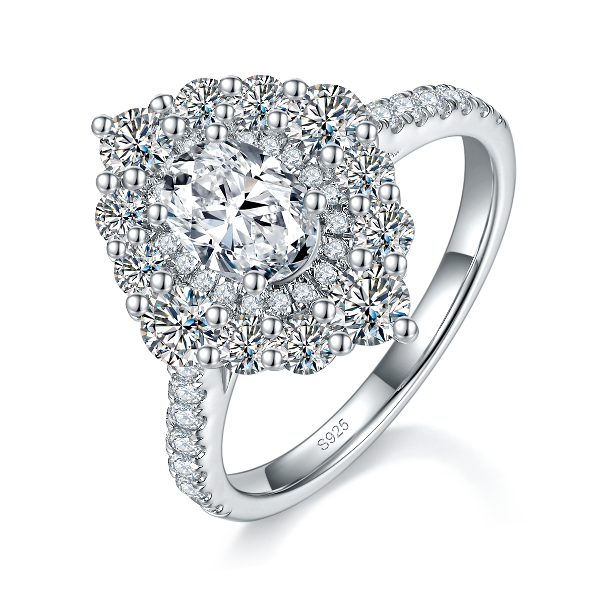 Marquis Diamond Light Luxury Unique Women's Ring S925 Silver Plated Platinum Customized Selection Main Stone Moissanite 1.0ct/Side Stone Cubic Zirconia