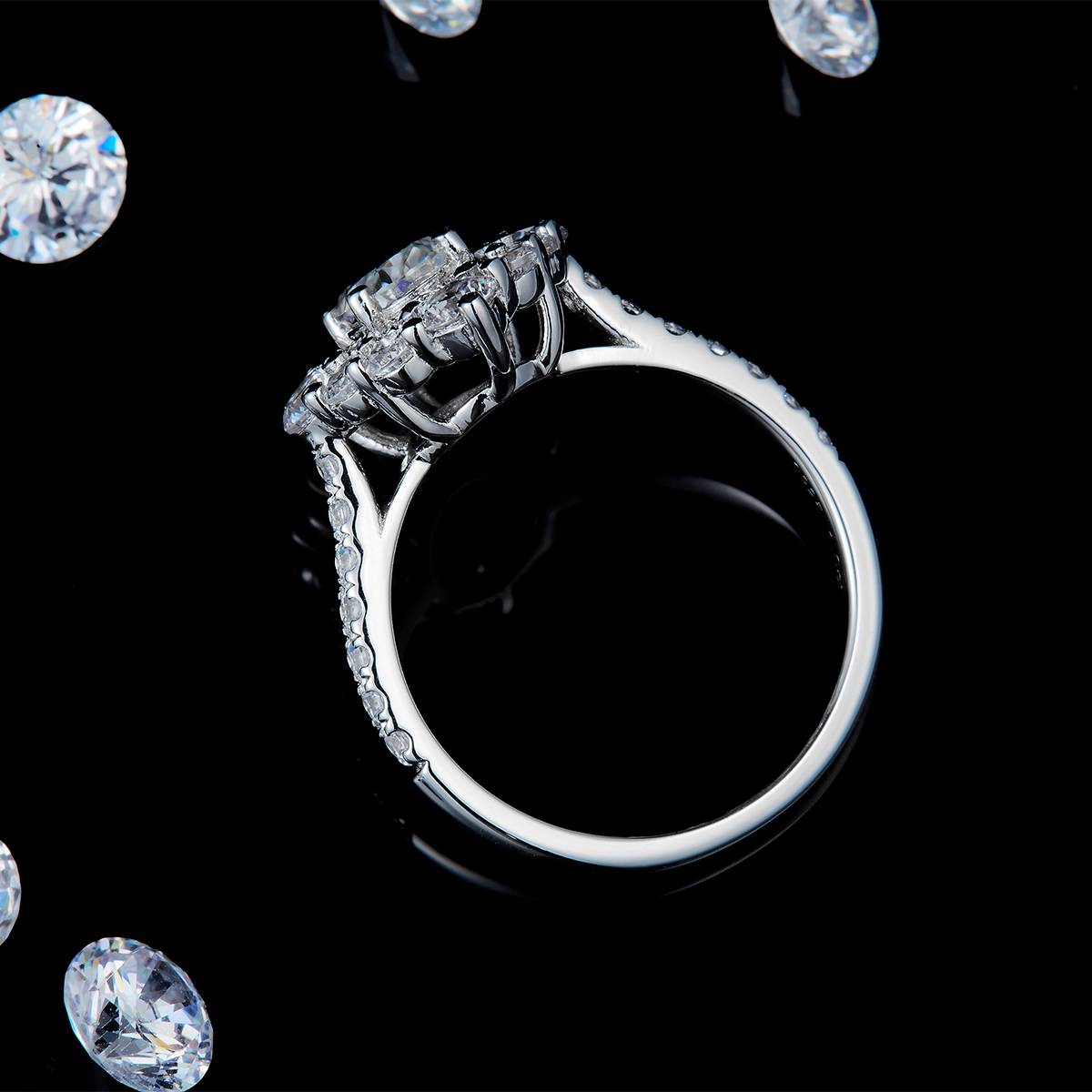 Marquis Diamond Light Luxury Unique Women's Ring S925 Silver Plated Platinum Customized Selection Main Stone Moissanite 1.0ct/Side Stone Cubic Zirconia