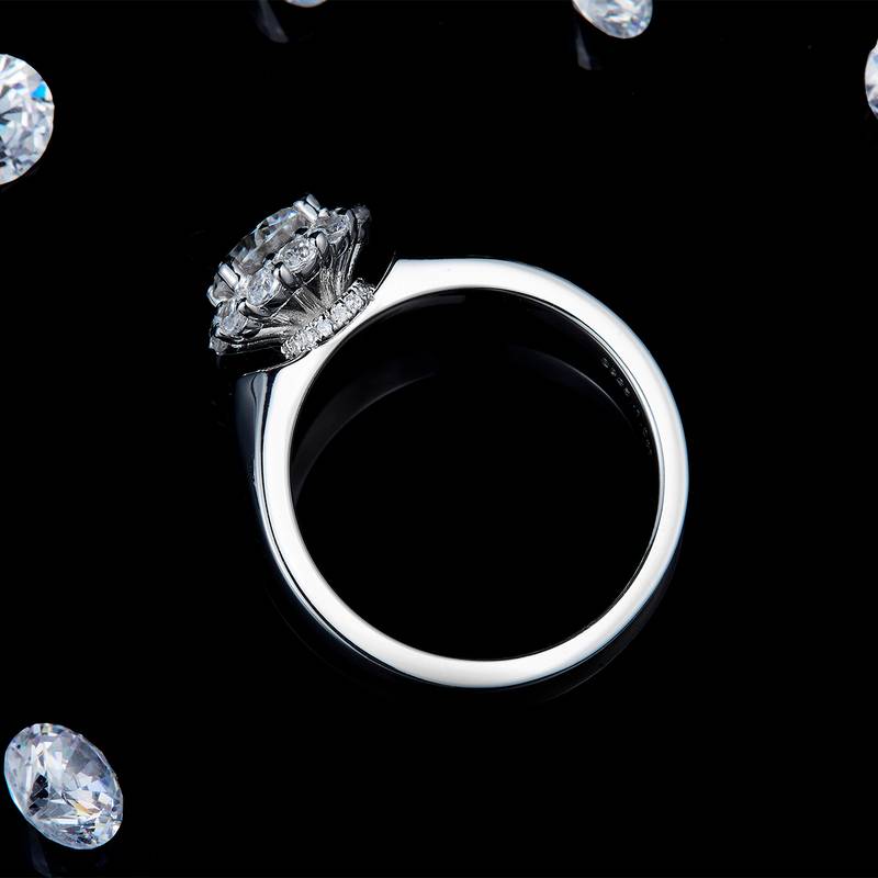 繁花Women's RingS925银镀白金定制选款主石Moissanite1.0ct/副石高碳钻