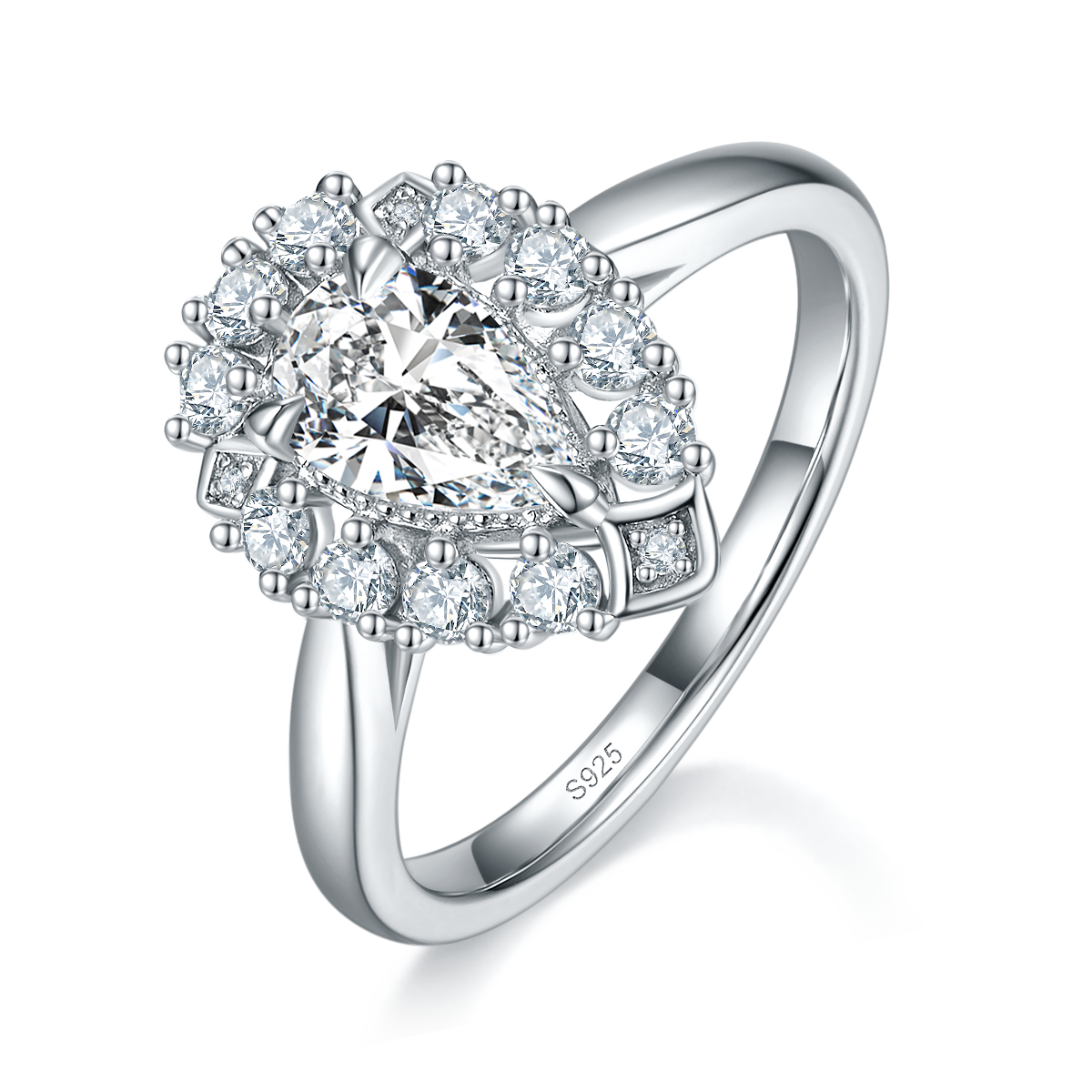 Luxury Pearl Women's Ring S925 Silver Plated Platinum Customized Selection Main Stone Moissanite 1.0ct/Side Stone Cubic Zirconia