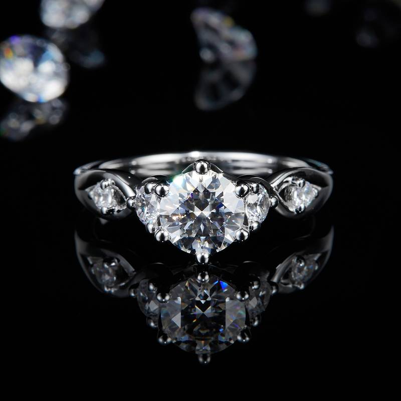 个性交织Women's RingS925银镀白金定制选款主石Moissanite1.0ct/副石高碳钻