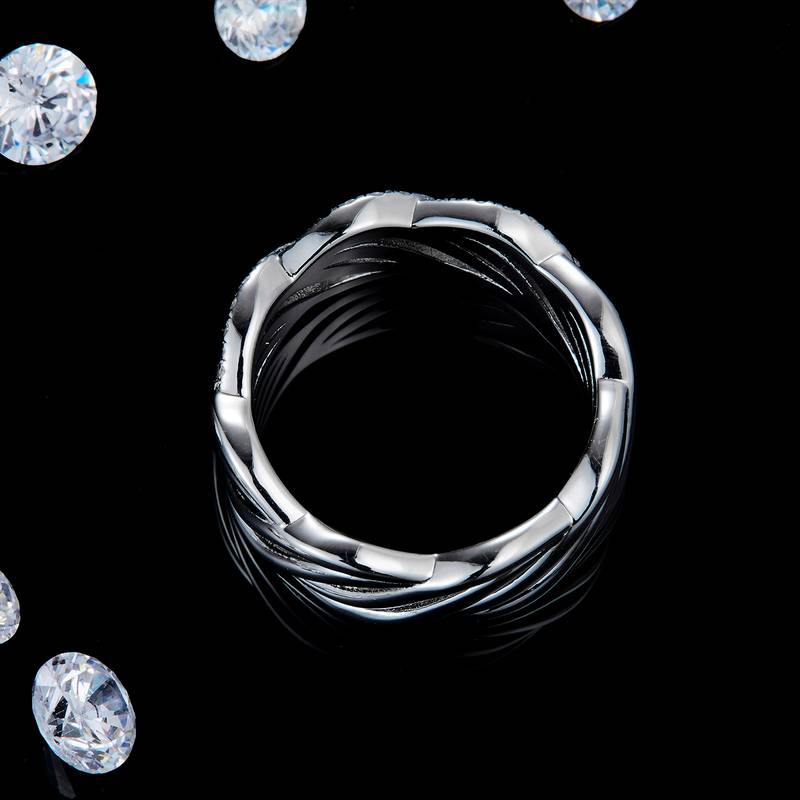 创意镂空镶钻Women's RingS925银镀白金定制选款副石Moissanite0.54ct