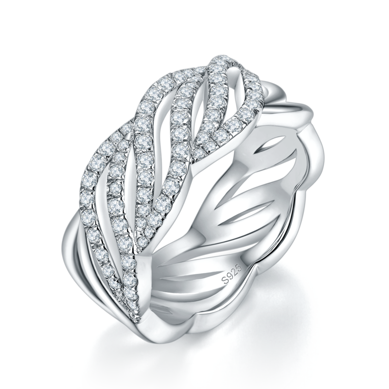 创意镂空镶钻Women's RingS925银镀白金定制选款副石Moissanite0.54ct