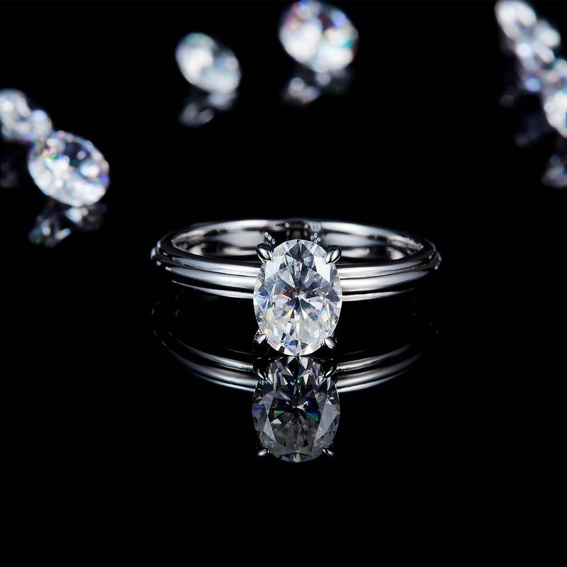 蛋形Women's RingS925银镀白金定制选款主石Moissanite1.5ct