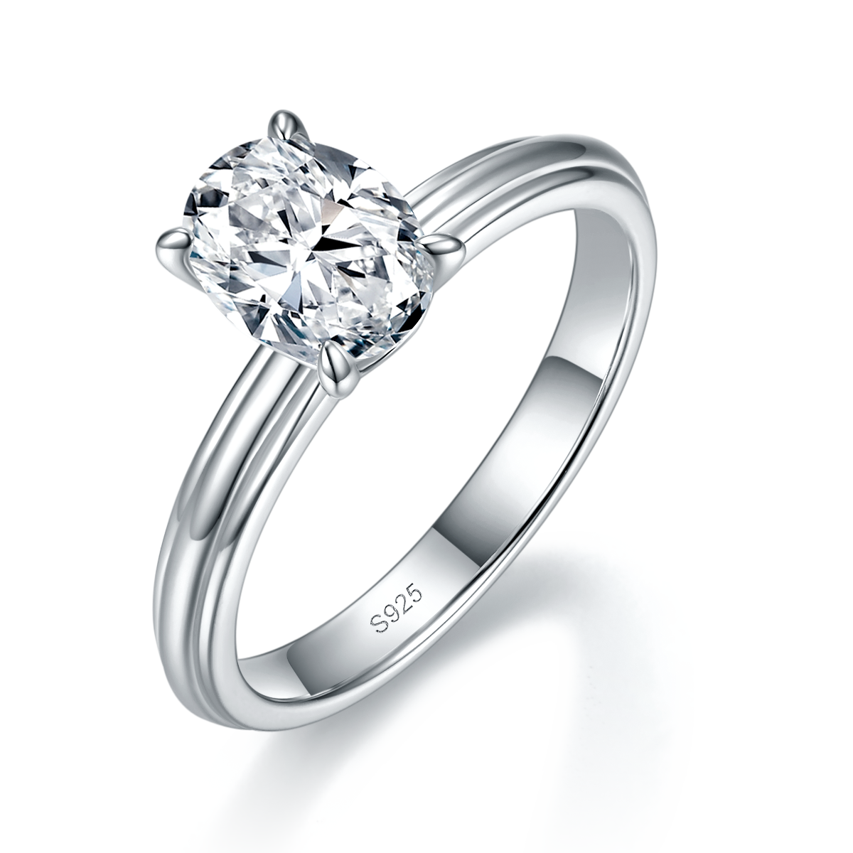 Oval Women's Ring S925 Silver Plated Platinum Customized Selection Main Stone Moissanite 1.5ct