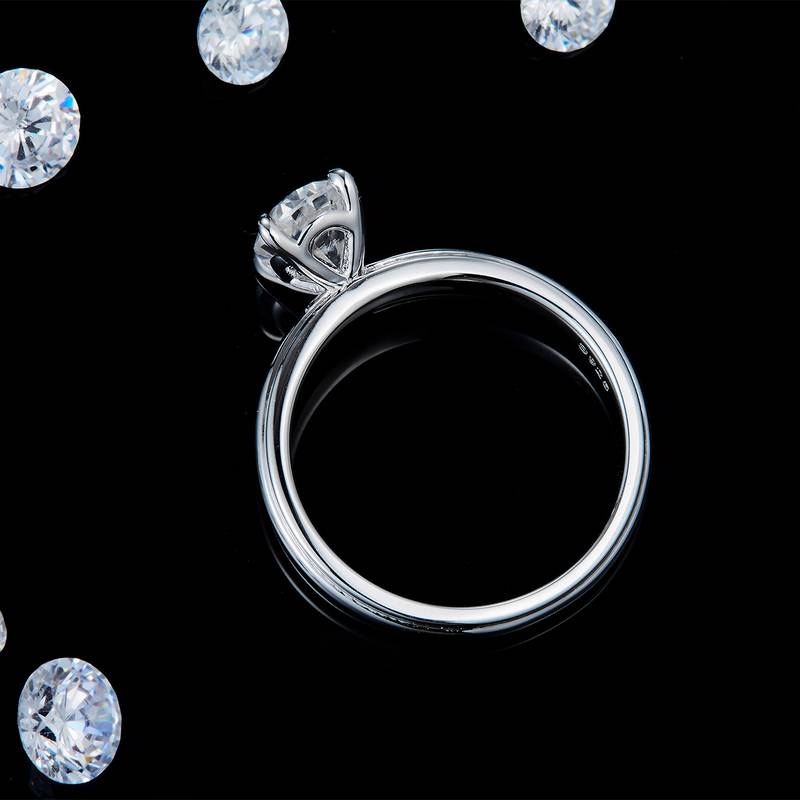 蛋形Women's RingS925银镀白金定制选款主石Moissanite1.5ct