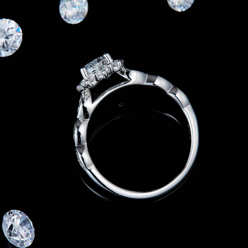 微镶水滴Women's RingS925银镀白金定制选款主石Moissanite1.0ct/副石高碳钻