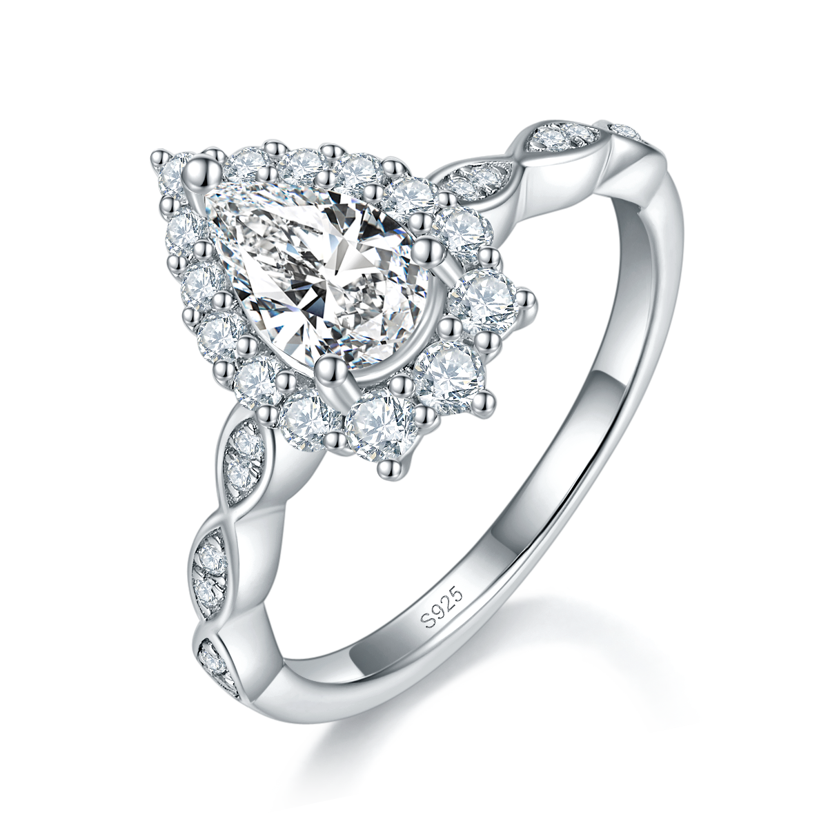 Micro inlaid Pearl Women's Ring S925 Silver Plated Platinum Customized Selection Main Stone Moissanite 1.0ct/Side Stone Cubic Zirconia
