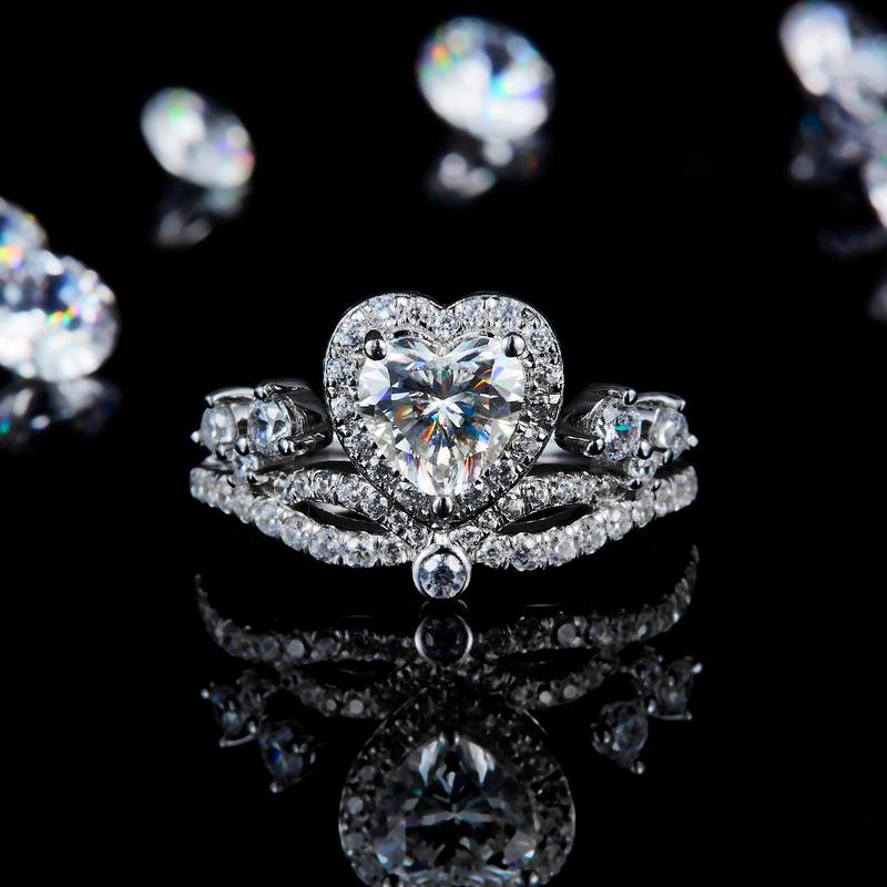 爱心皇冠Women's RingS925银镀白金定制选款主石Moissanite1.0ct/副石高碳钻