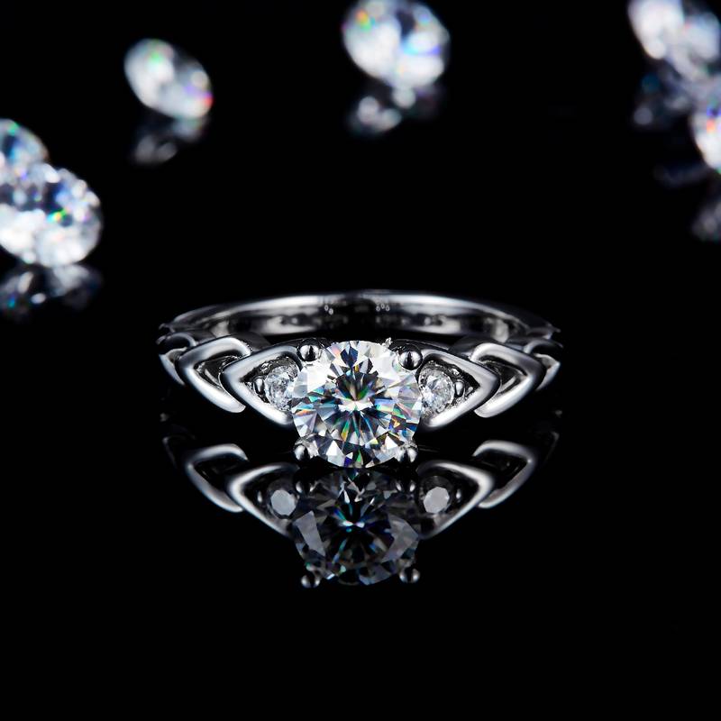 爱心戒臂Women's RingS925银镀白金定制选款主石Moissanite1.0ct/副石高碳钻