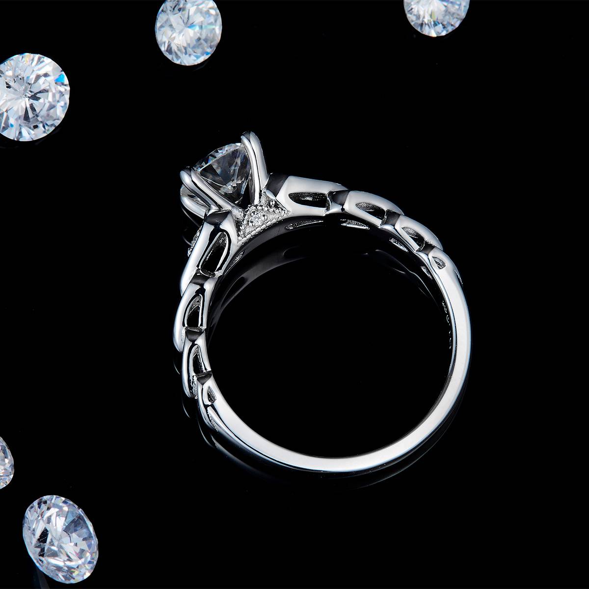 Love Ring Arm Women's Ring S925 Silver Plated Platinum Customized Selection Main Stone Moissanite 1.0ct/Side Stone Cubic Zirconia
