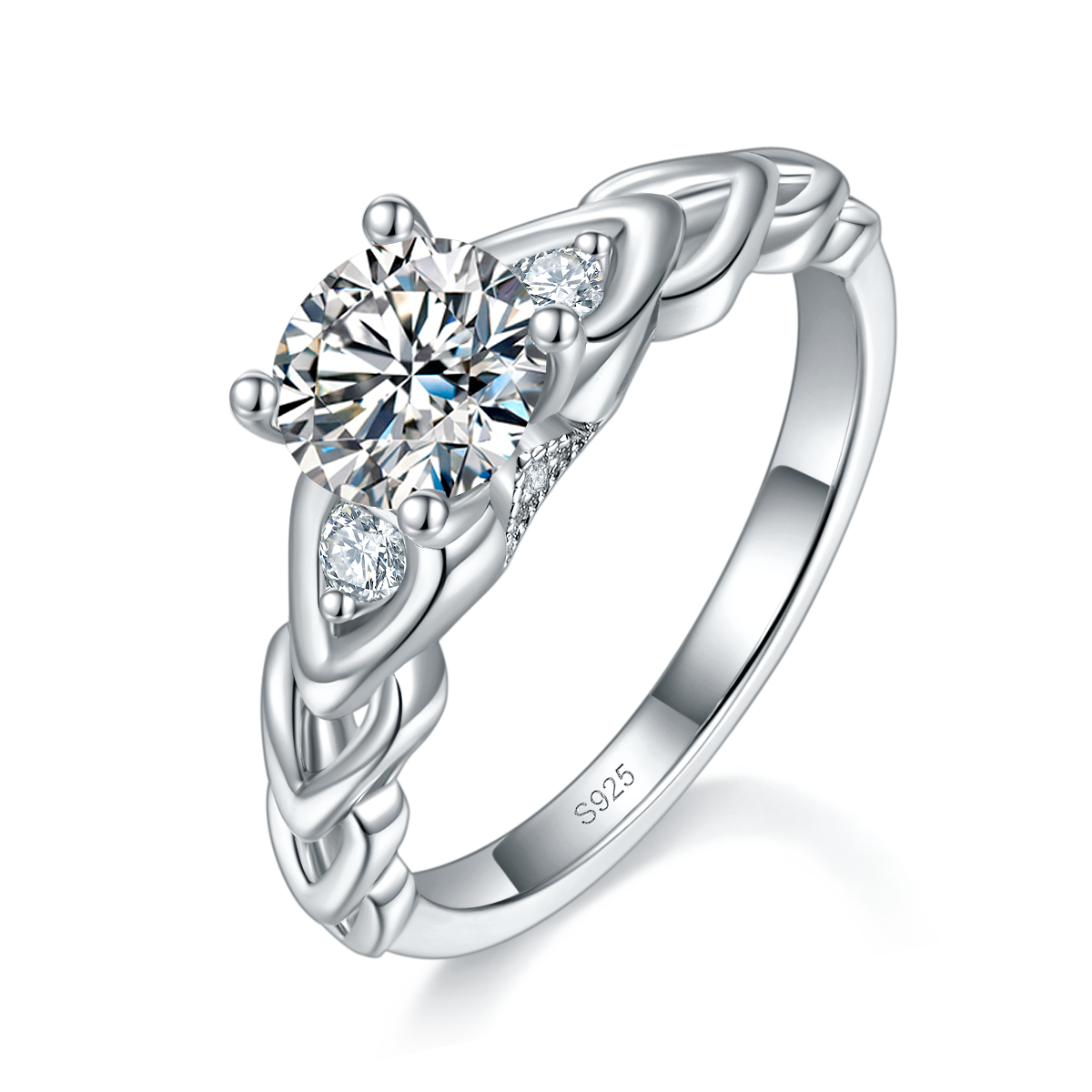 Love Ring Arm Women's Ring S925 Silver Plated Platinum Customized Selection Main Stone Moissanite 1.0ct/Side Stone Cubic Zirconia