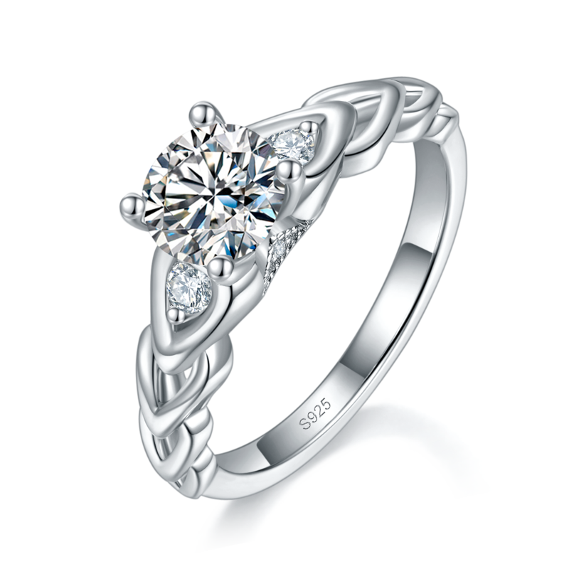 爱心戒臂Women's RingS925银镀白金定制选款主石Moissanite1.0ct/副石高碳钻