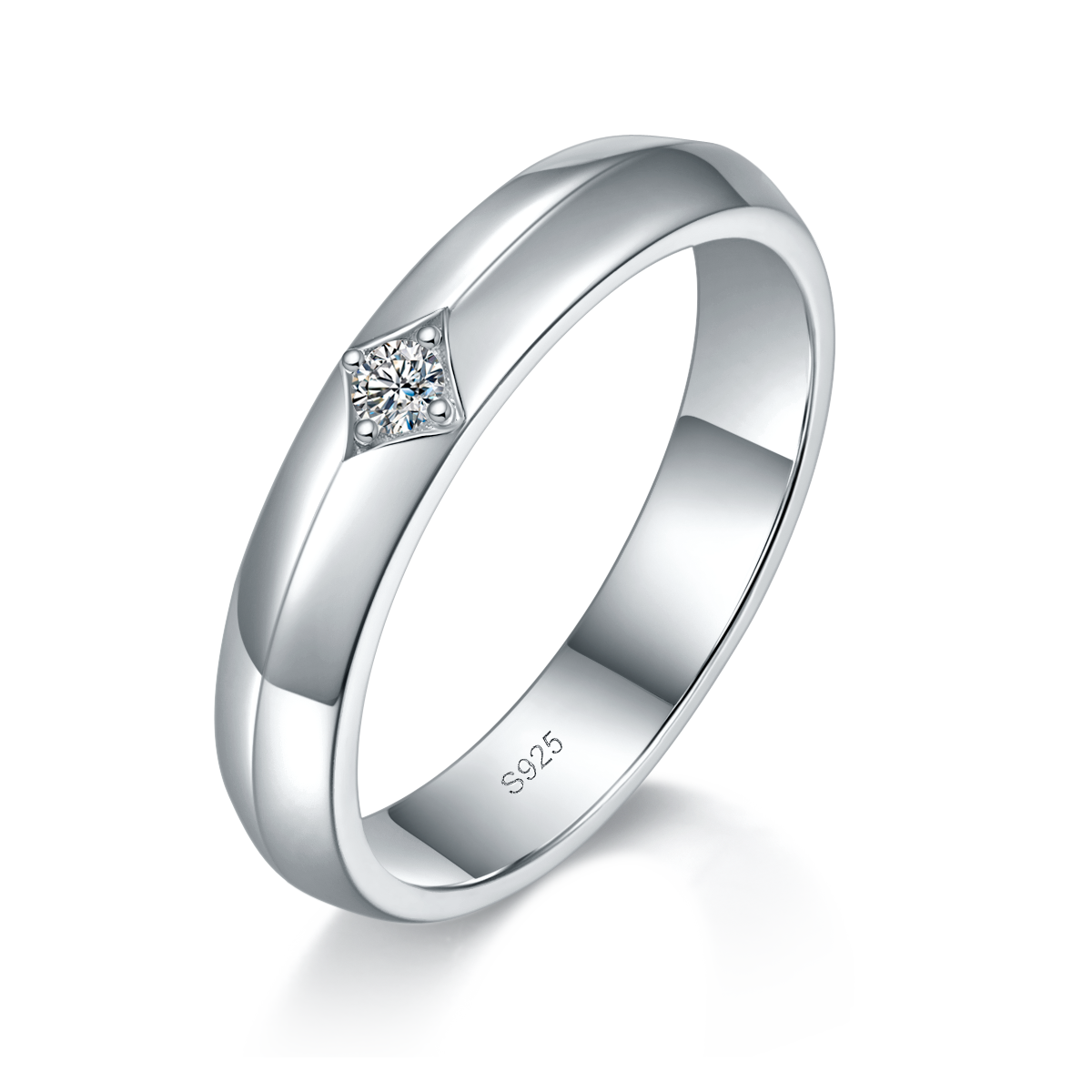 Couple Ring S925 Silver Plated Platinum Customized Selection Side Stone Moissanite 0.14ct