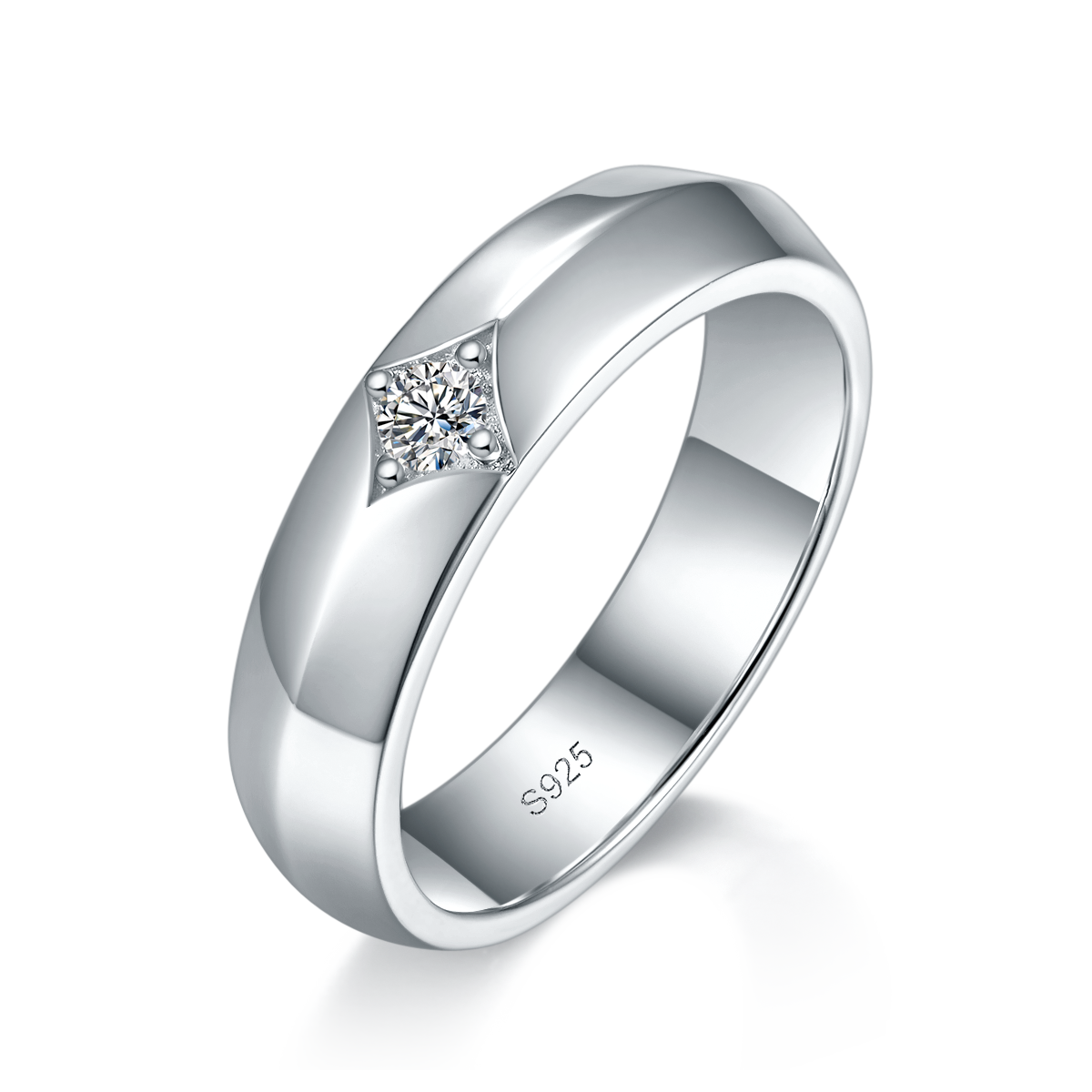 Couple Ring S925 Silver Plated Platinum Customized Selection Side Stone Moissanite 0.14ct