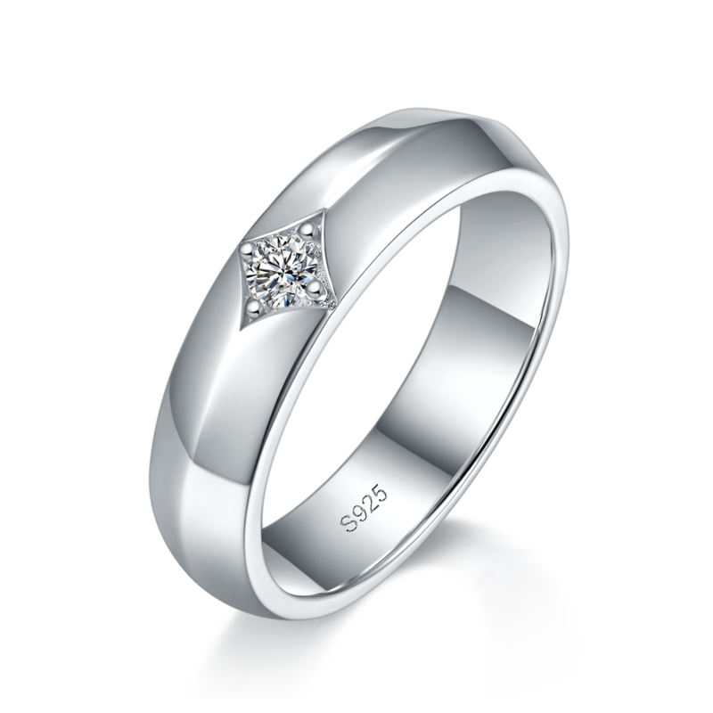 情侣Couple RingS925银镀白金定制选款副石Moissanite0.14ct
