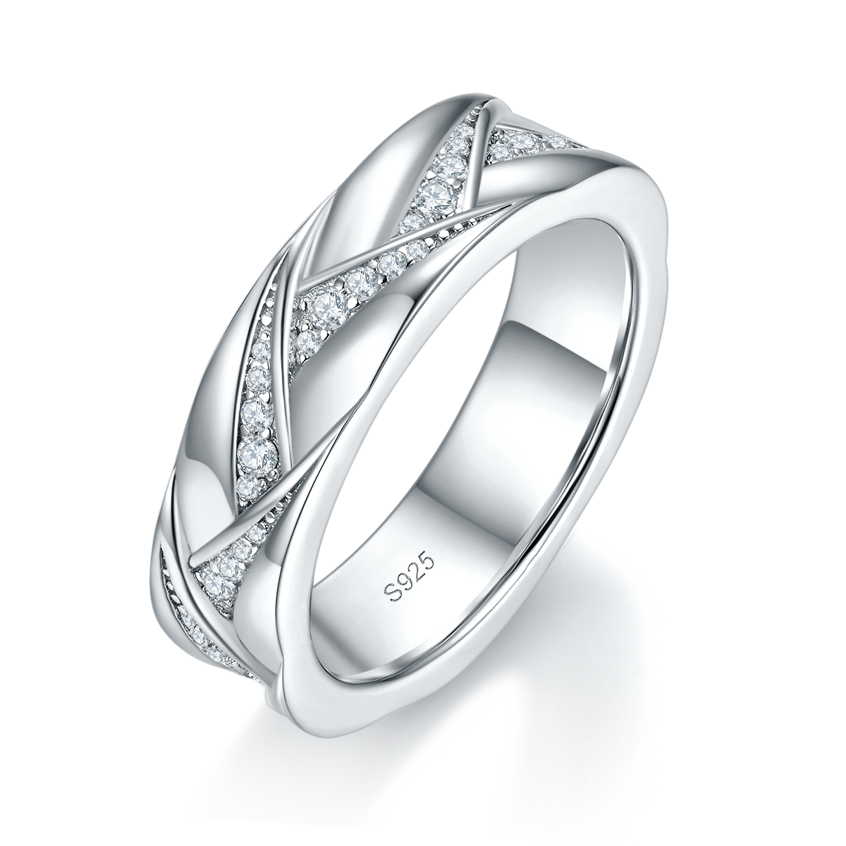 Couple Ring S925 Silver Plated Platinum Customized Selection Side Stone Moissanite 0.33ct
