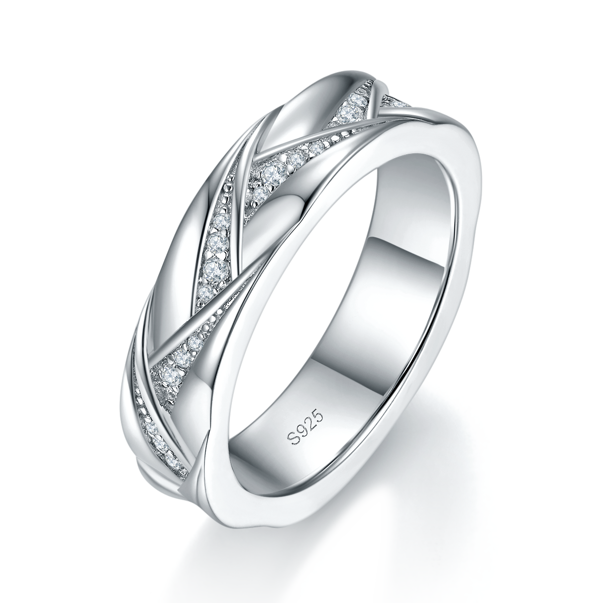 Couple Ring S925 Silver Plated Platinum Customized Selection Side Stone Moissanite 0.33ct