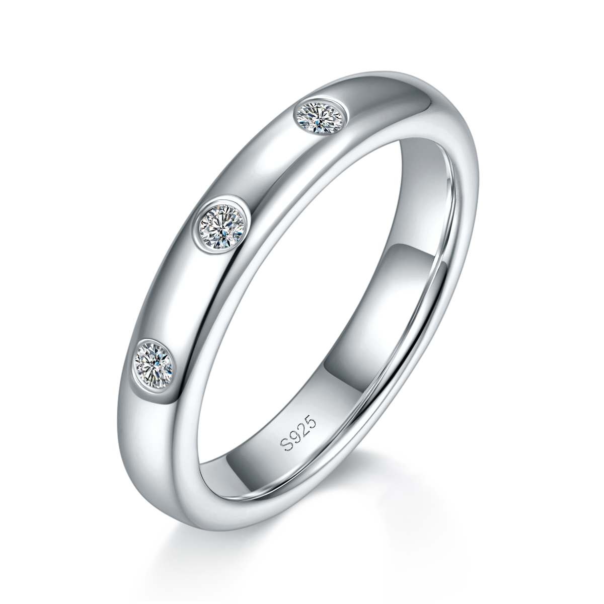 Couple Ring S925 Silver Plated Platinum Customized Selection Moissanite 0.18ct