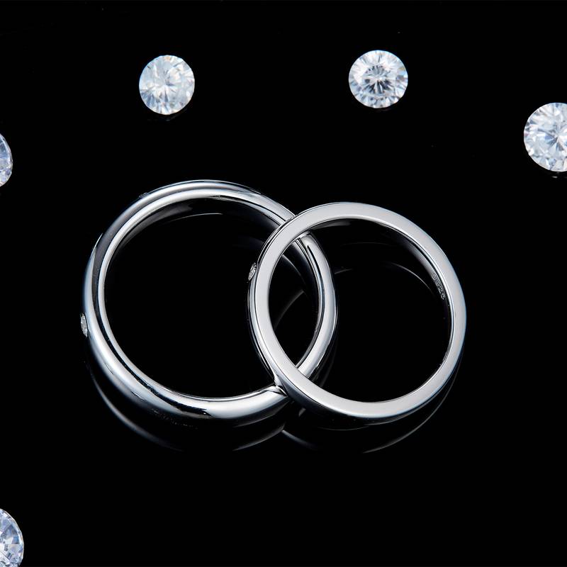 情侣Couple RingS925银镀白金定制选款Moissanite0.18ct
