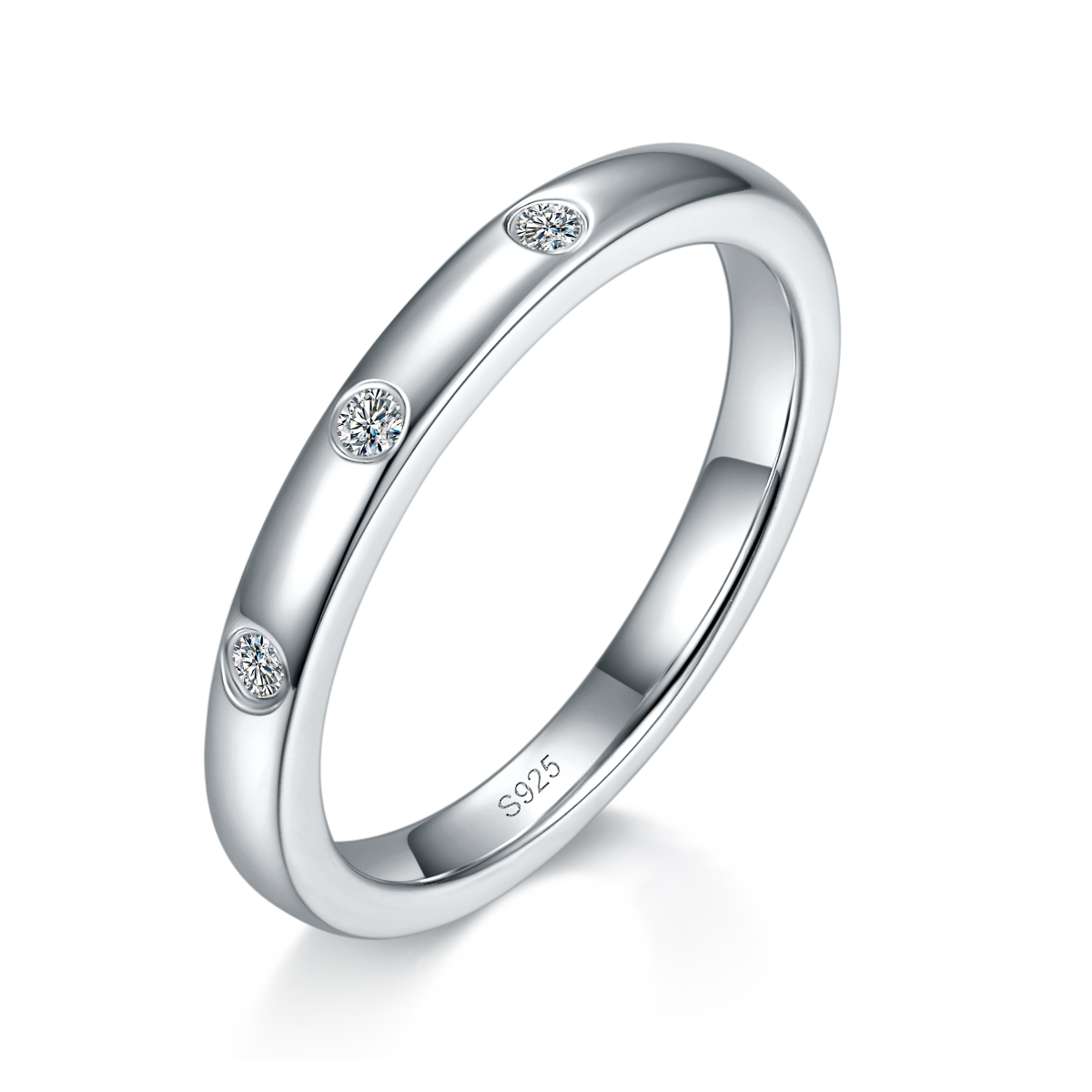 Couple Ring S925 Silver Plated Platinum Customized Selection Moissanite 0.18ct