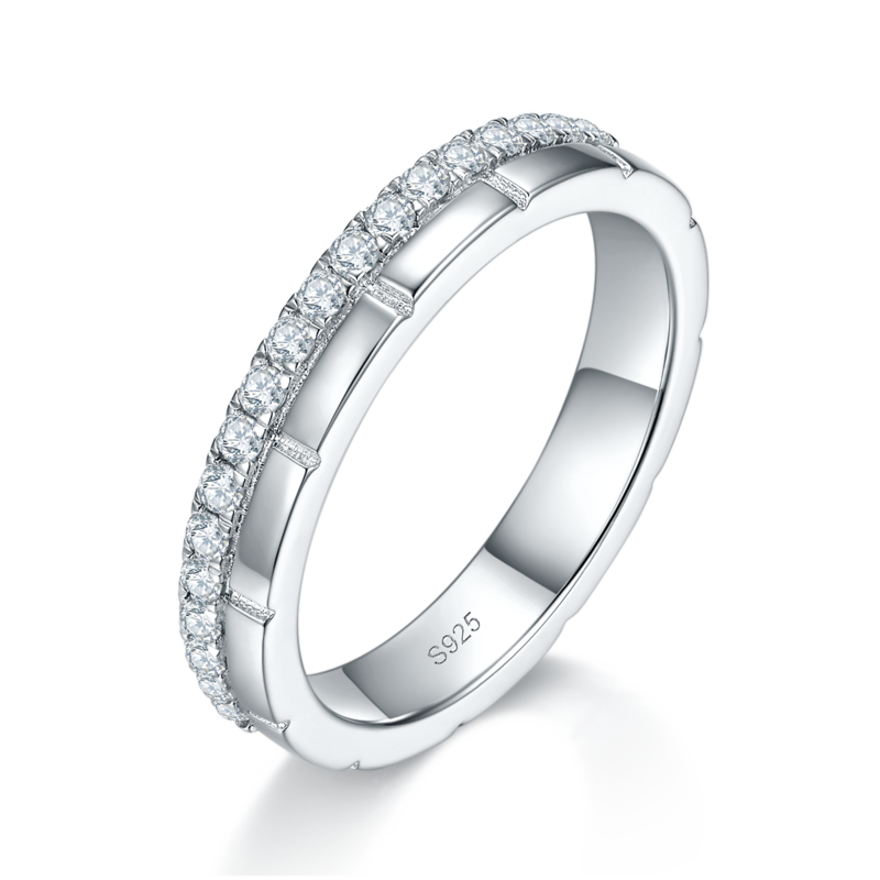 情侣Couple RingS925银镀白金定制选款副石Moissanite0.31ct
