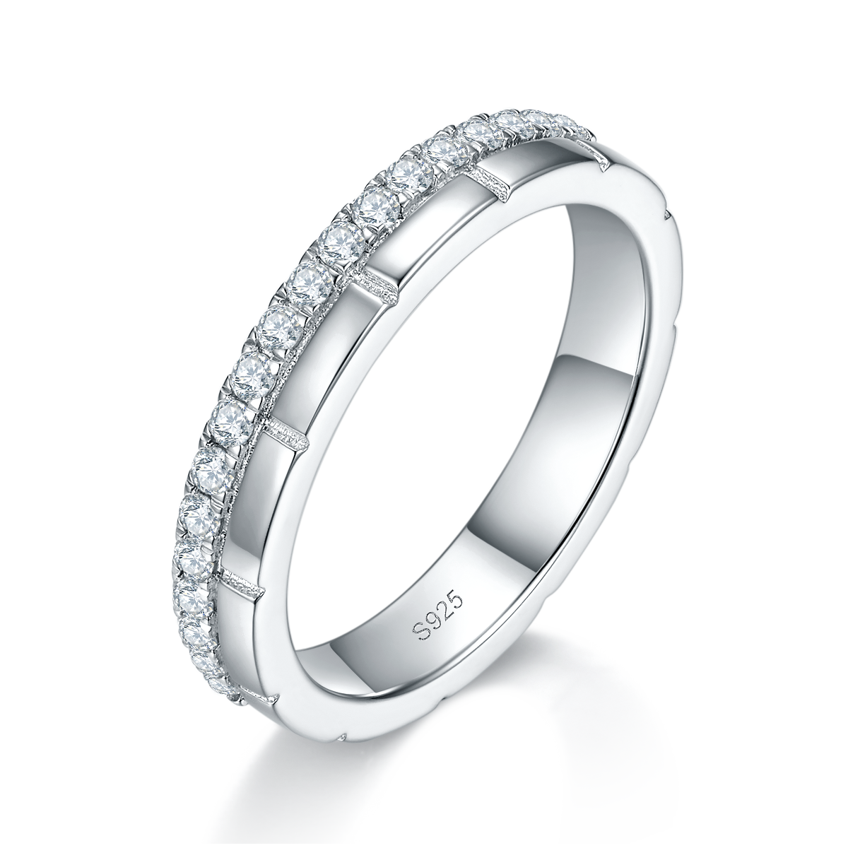 Couple Ring S925 Silver Plated Platinum Customized Selection Side Stone Moissanite 0.31ct