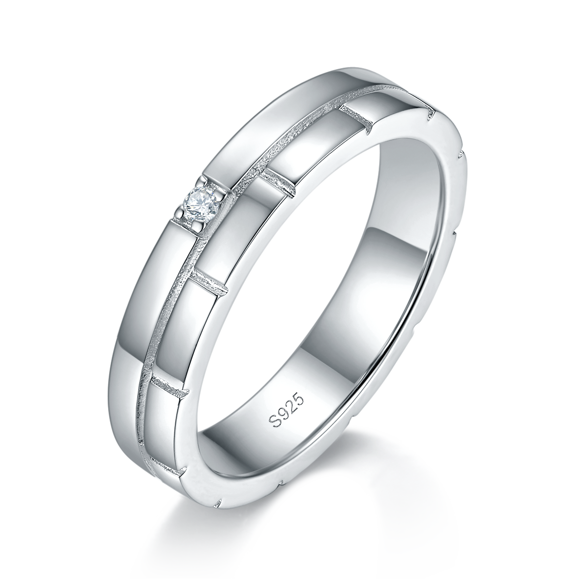 Couple Ring S925 Silver Plated Platinum Customized Selection Side Stone Moissanite 0.31ct