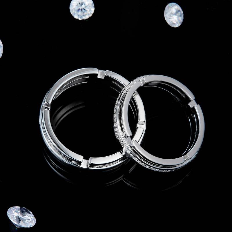 情侣Couple RingS925银镀白金定制选款副石Moissanite0.26ct
