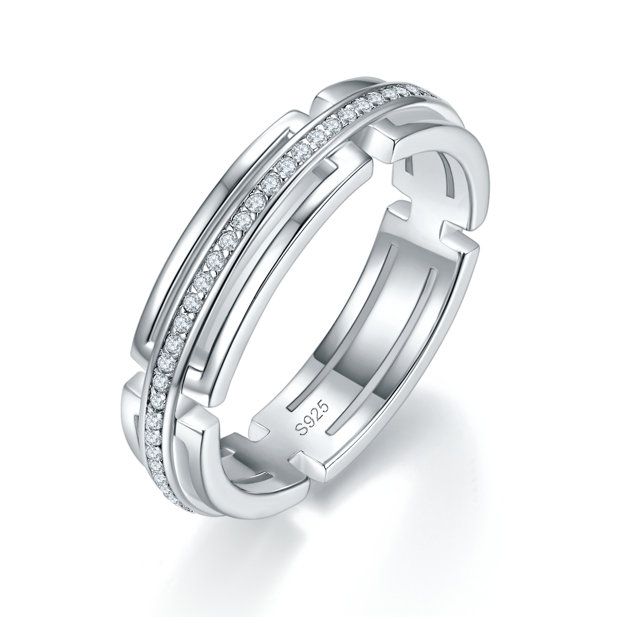 Couple Ring S925 Silver Plated Platinum Customized Selection Side Stone Moissanite 0.26ct