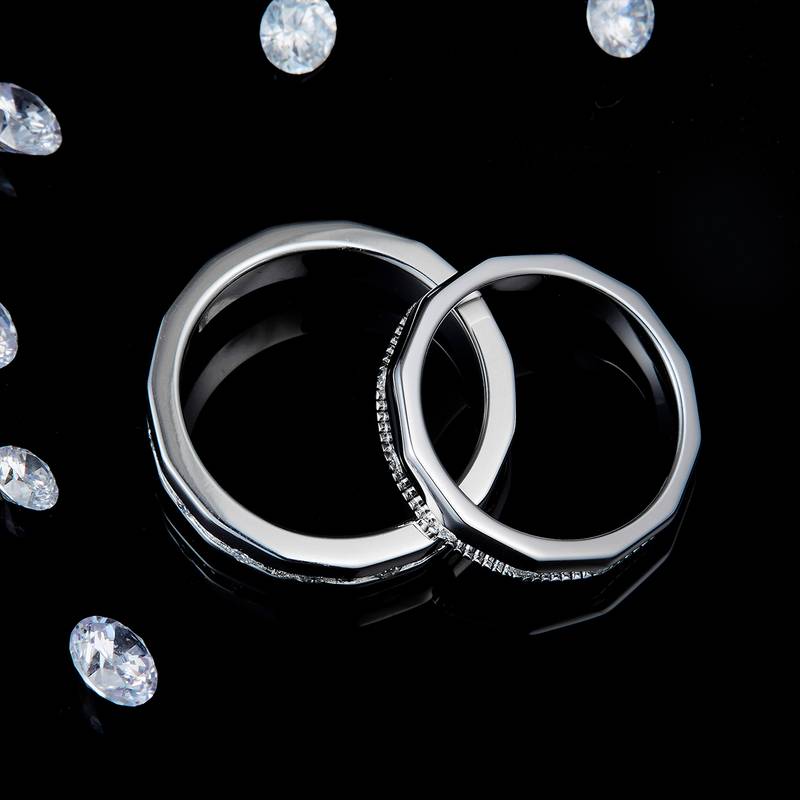 情侣Couple RingS925银镀白金定制选款副石Moissanite0.63ct