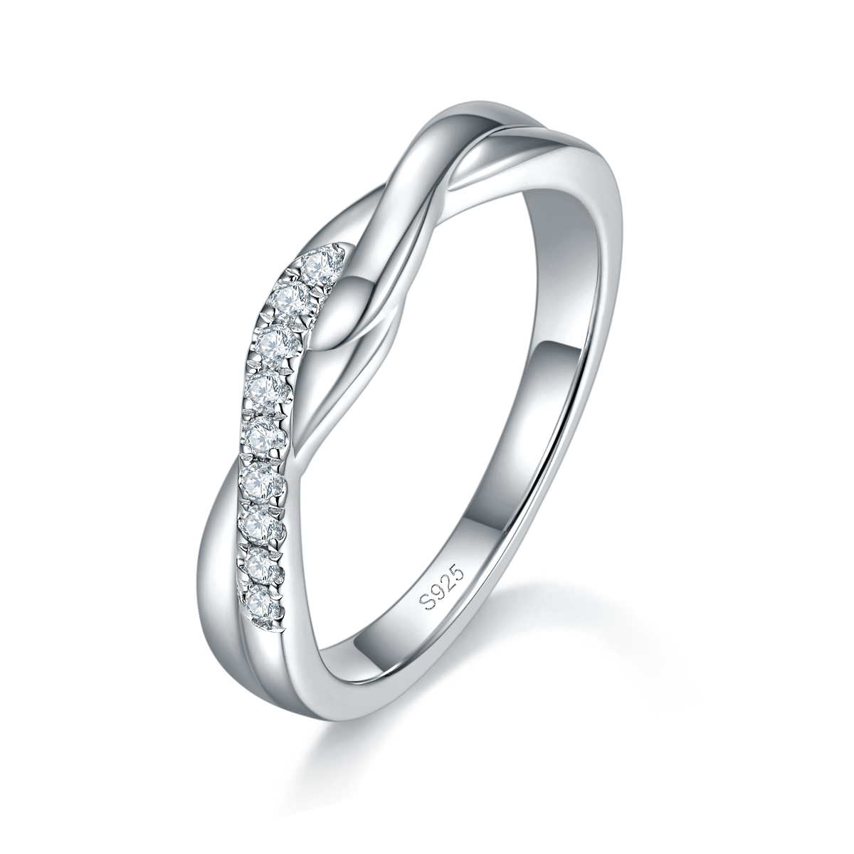 Couple Ring S925 Silver Plated Platinum Customized Selection Side Stone Moissanite 0.1ct