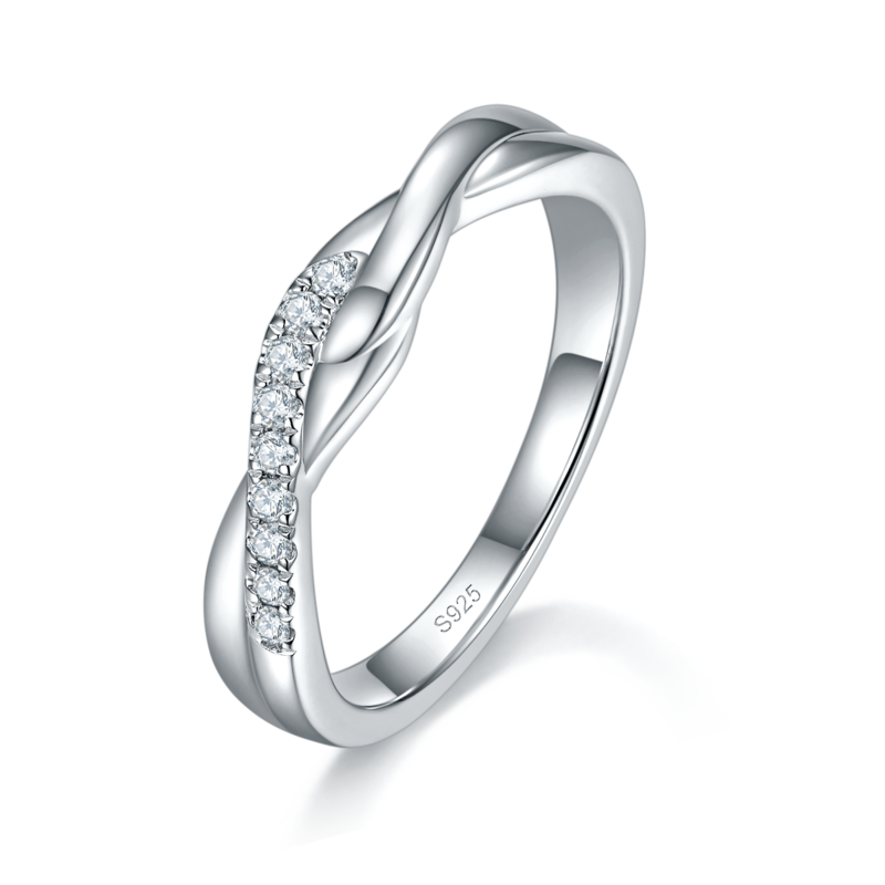 情侣Couple RingS925银镀白金定制选款副石Moissanite0.1ct