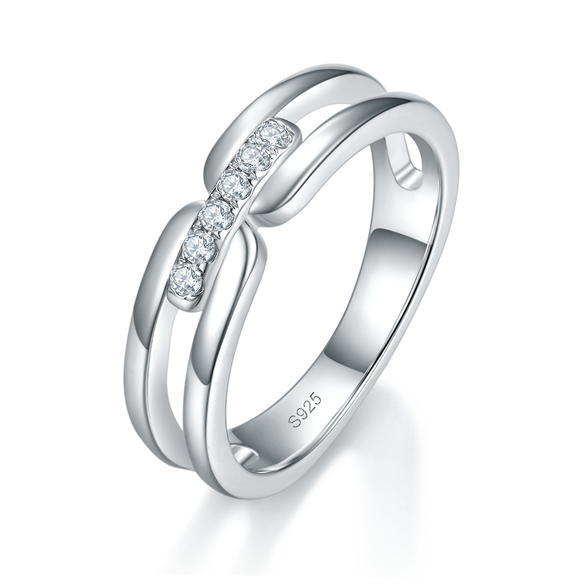 Couple Ring S925 Silver Plated Platinum Customized Selection Side Stone Moissanite 0.21ct