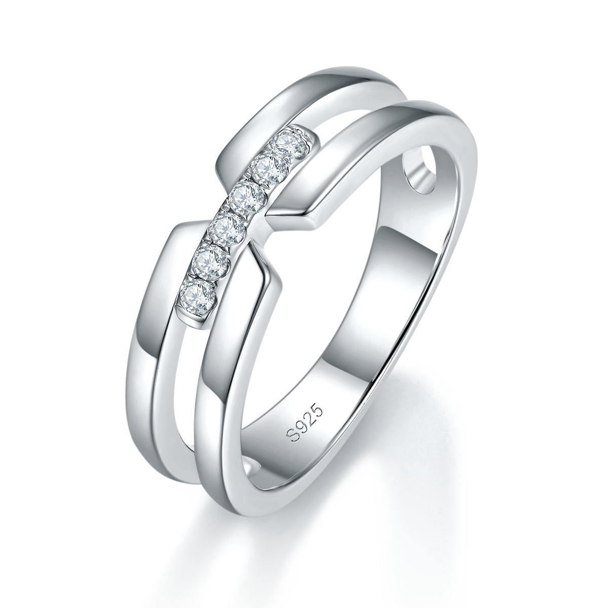 Couple Ring S925 Silver Plated Platinum Customized Selection Side Stone Moissanite 0.21ct