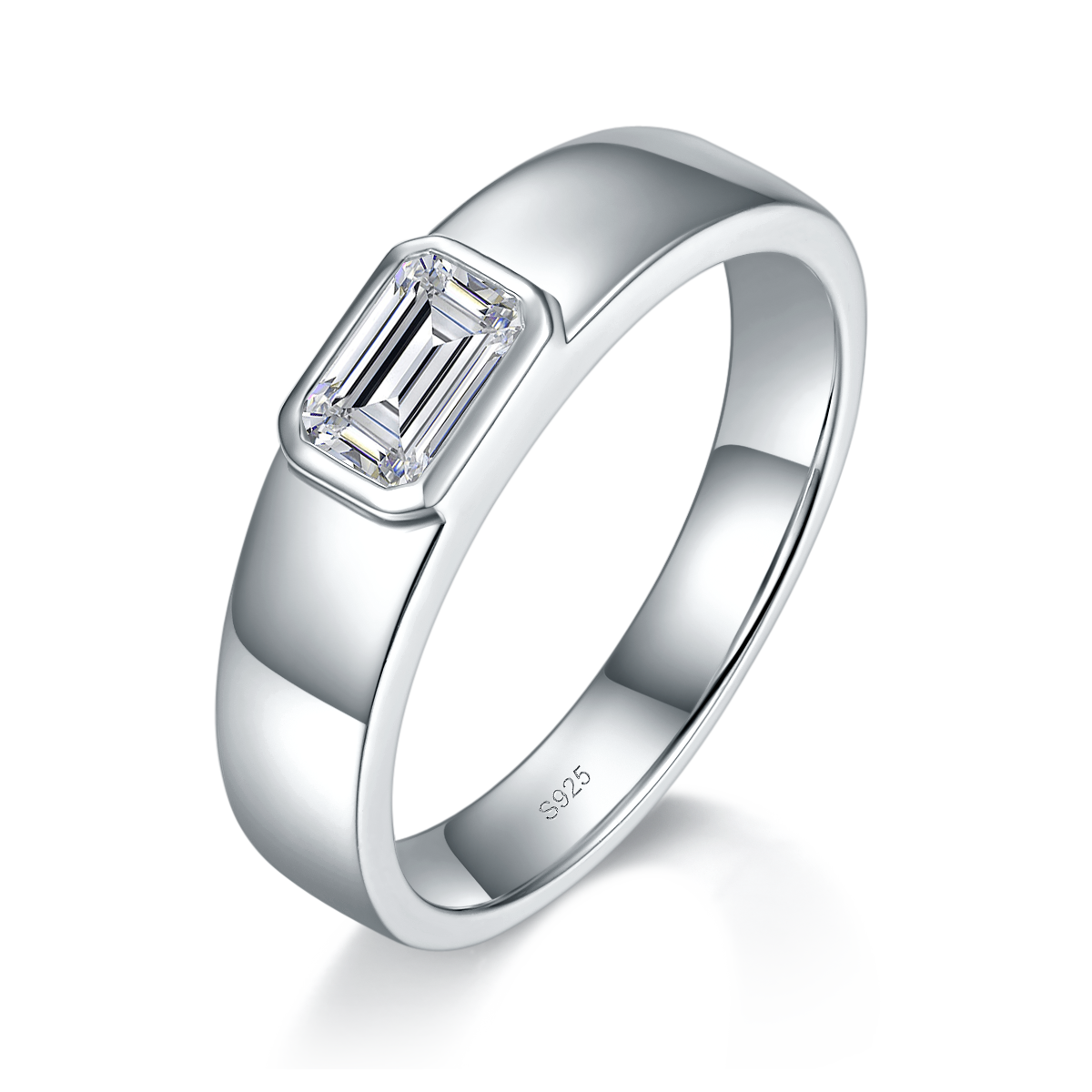 情侣对戒S925银镀白金定制选款主石莫桑钻1.3ct
