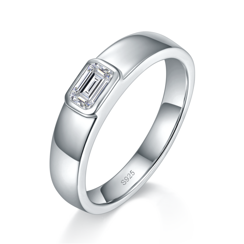 情侣Couple RingS925银镀白金定制选款主石Moissanite1.3ct