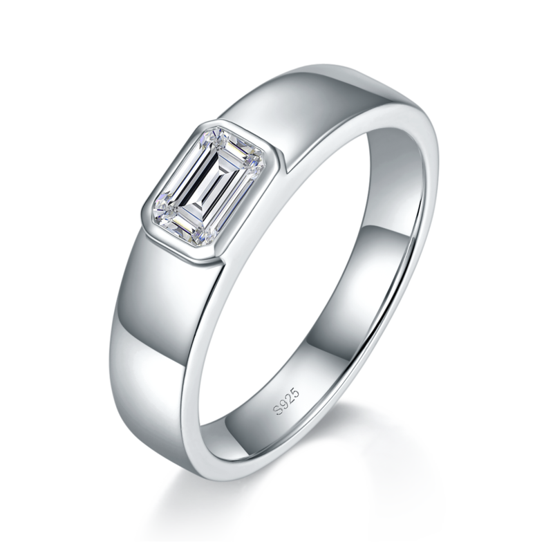 情侣Couple RingS925银镀白金定制选款主石Moissanite1.3ct