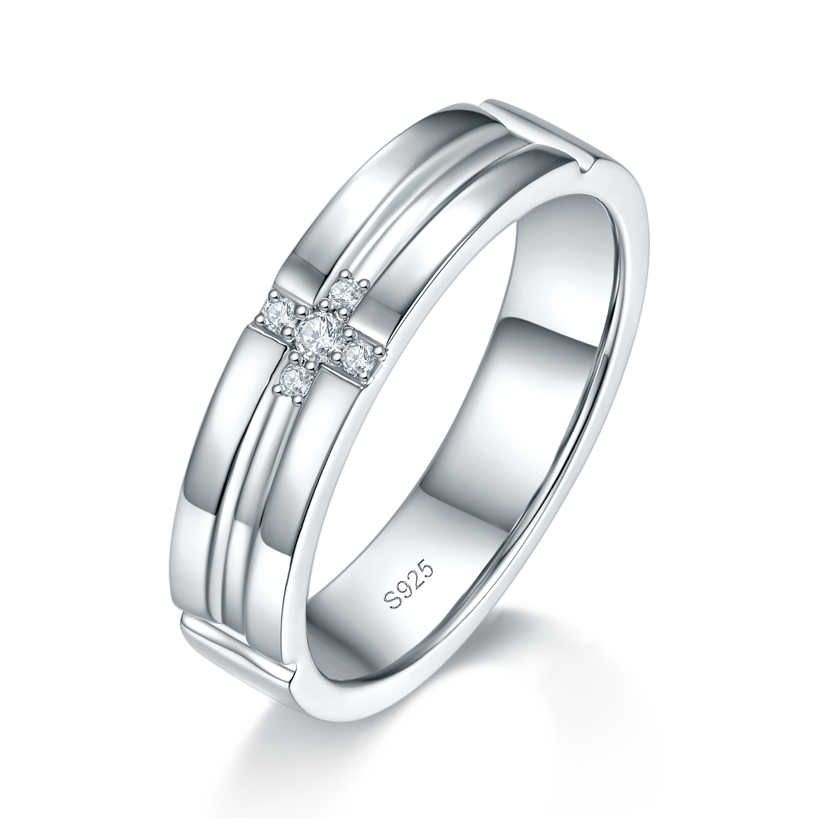 Couple Ring S925 Silver Plated Platinum Customized Selection Side Stone Moissanite 0.22ct