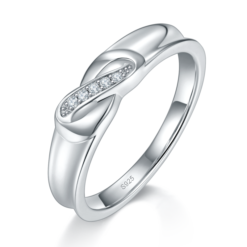 情侣对戒S925银镀白金定制选款副石莫桑钻0.065ct
