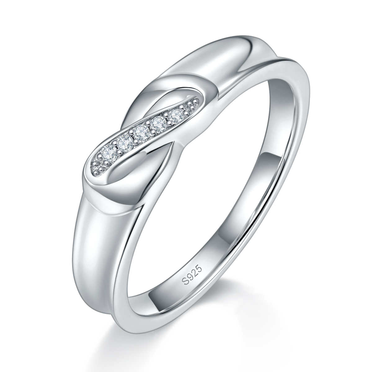 情侣对戒S925银镀白金定制选款副石莫桑钻0.065ct