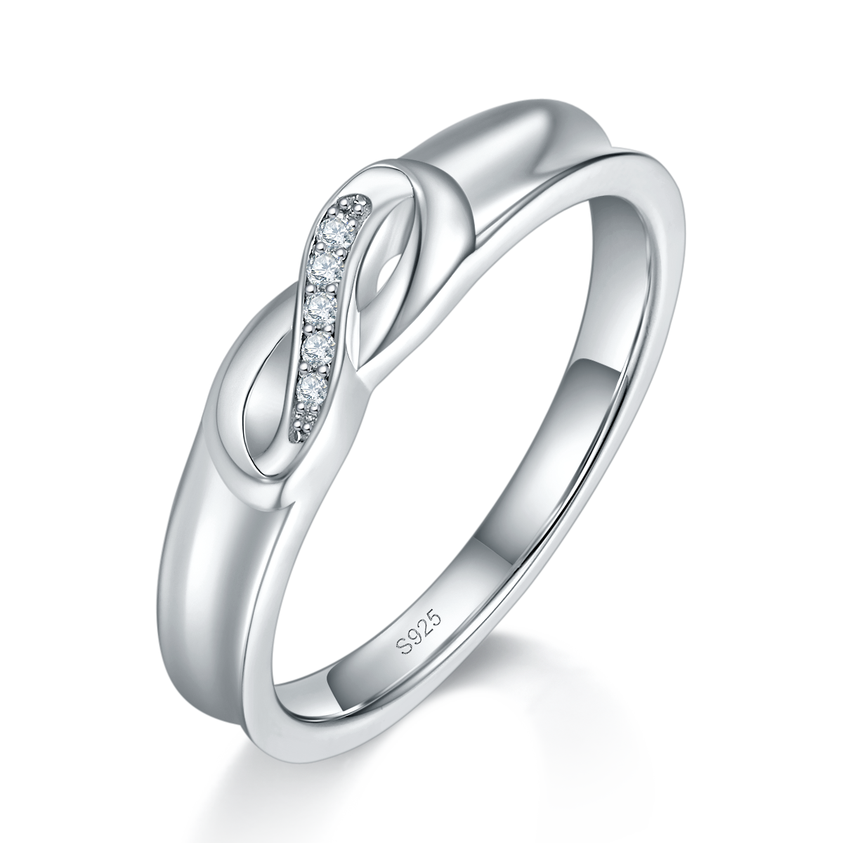 情侣对戒S925银镀白金定制选款副石莫桑钻0.065ct