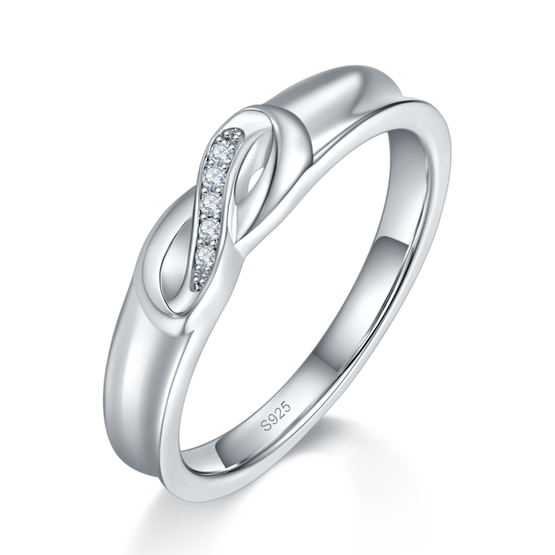 情侣对戒S925银镀白金定制选款副石莫桑钻0.065ct