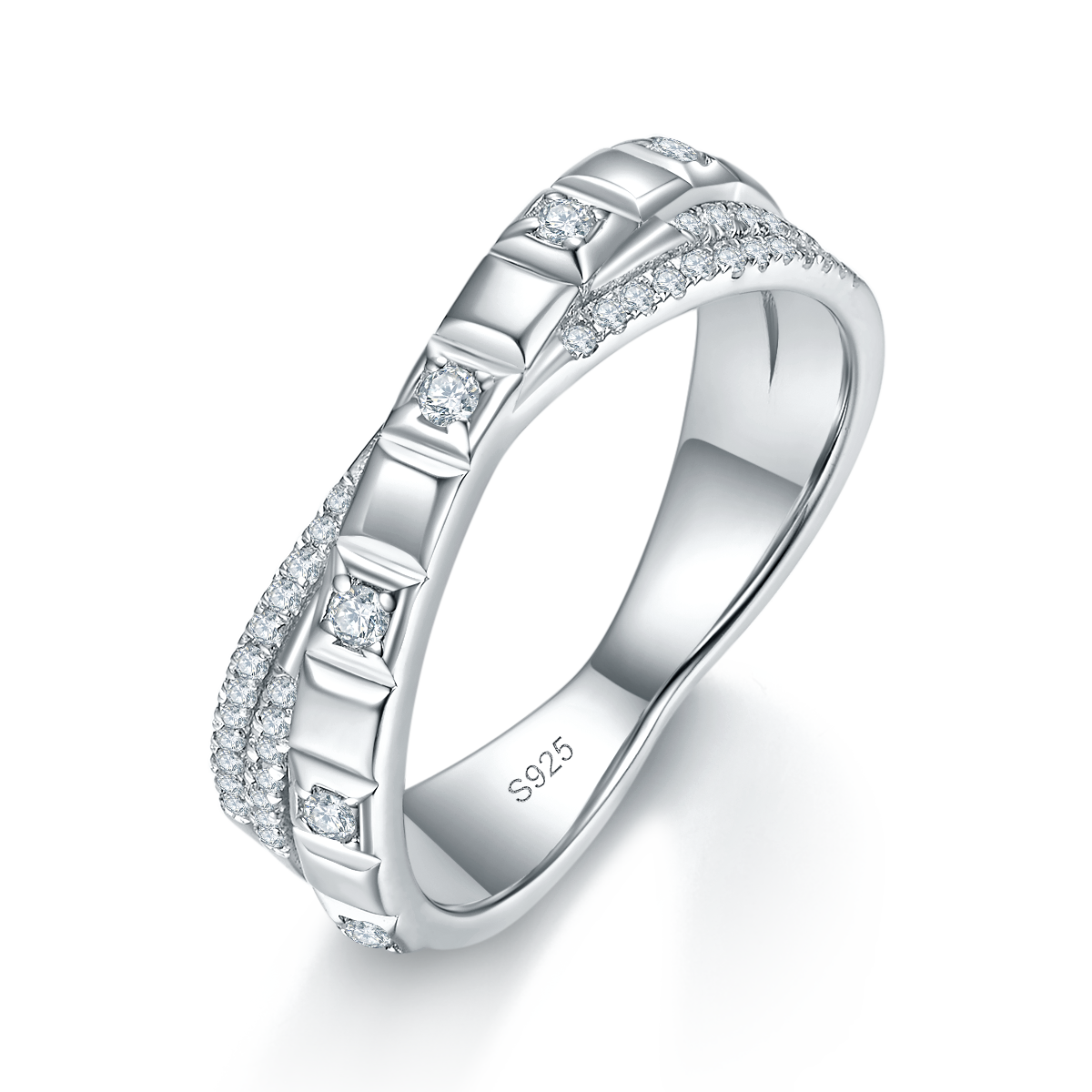 Couple Ring S925 Silver Plated Platinum Customized Selection Side Stone Moissanite 0.37ct