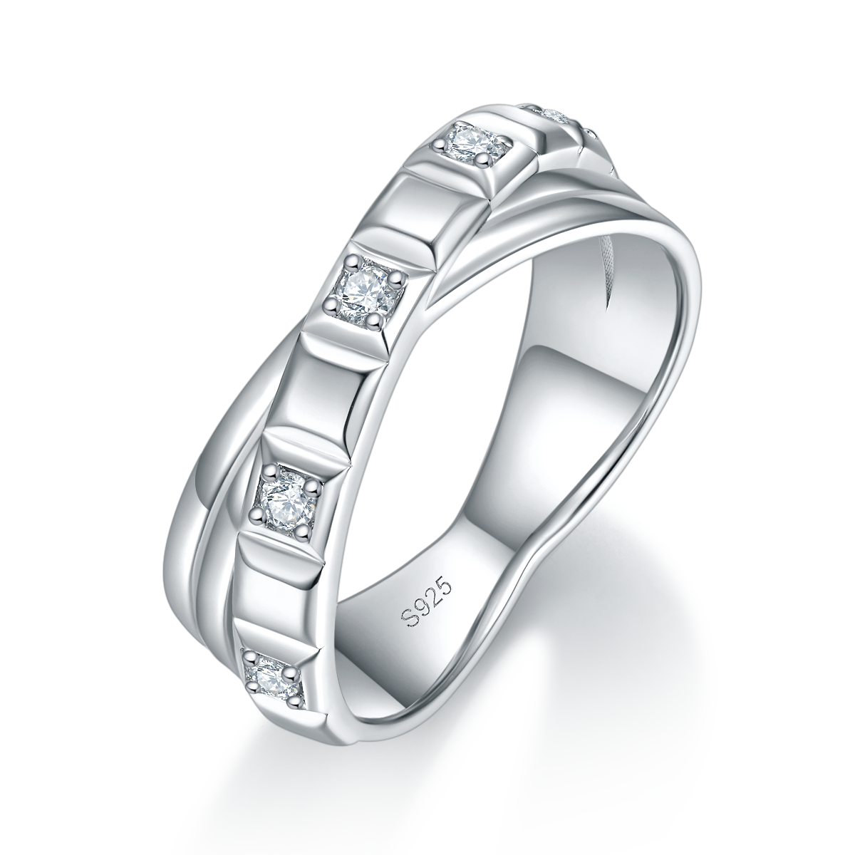 Couple Ring S925 Silver Plated Platinum Customized Selection Side Stone Moissanite 0.37ct