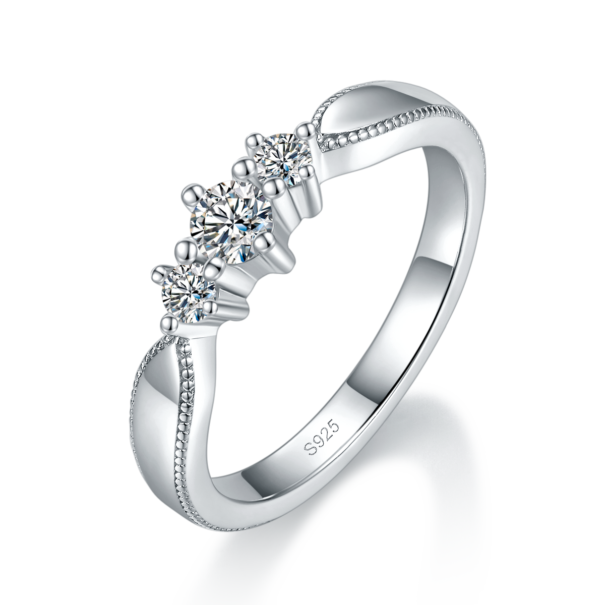 Couple Ring S925 Silver Plated Platinum Customized Selection Side Stone Moissanite 0.21ct