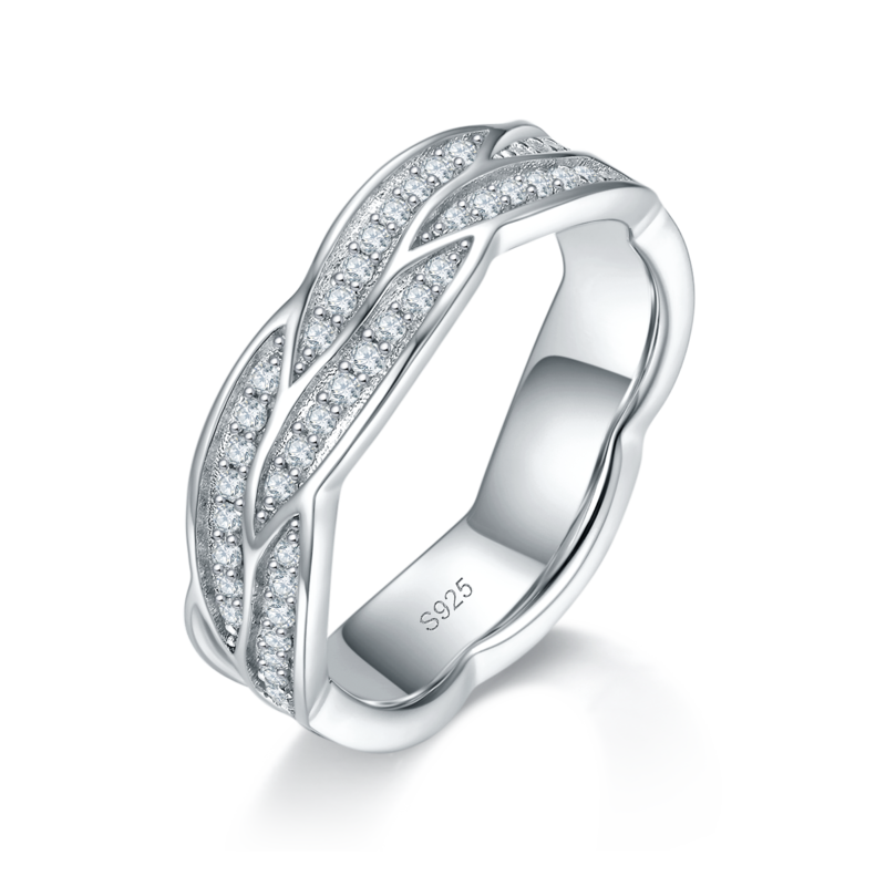 情侣Couple RingS925银镀白金定制选款Moissanite0.29ct