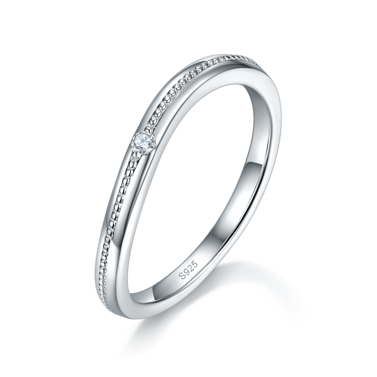 情侣对戒S925银镀白金定制选款副石莫桑钻0.025ct