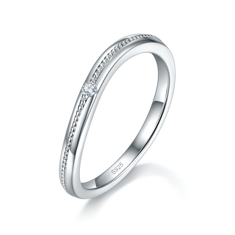 情侣Couple RingS925银镀白金定制选款副石Moissanite0.025ct